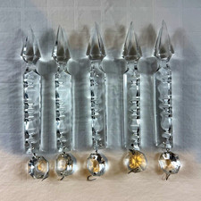 Clear Faceted Crystal Chandelier Prism Drops w/ Octagon Connector 6" (5 Pack)