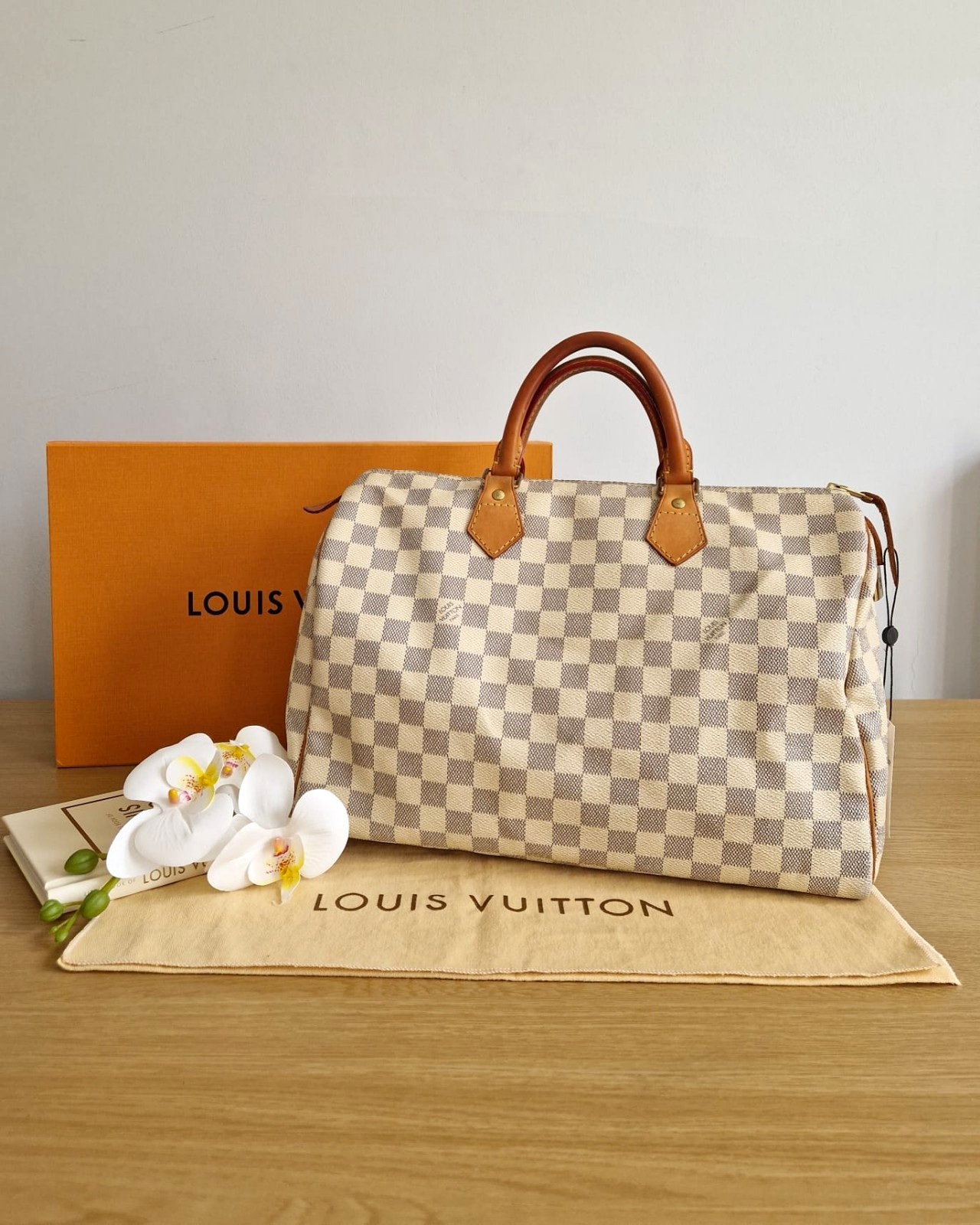 Louis Vuitton Speedy 35 Damier Azur Checked Leather Weekender Bag