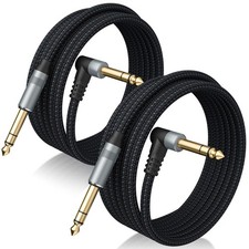 2 Pack 10FT 1/4 Inch TRS Cable - Stereo Audio Cable for Guitar, Mixer, Monitor