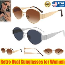 2pcs Retro Oval Sunglasses for Women Trendy Classic Shades UV400 Protection Gift