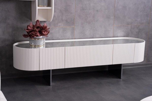 Sideboard Kommode Anrichte Beistellschrank Wohnzimmer Weiß Verspiegelt-image