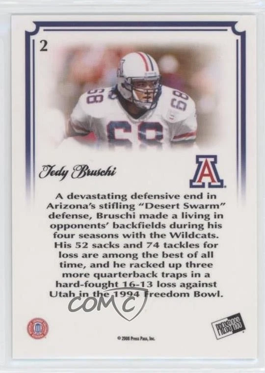 2008 Press Pass Legends Bowl Edition 5 Yard Line /50 Tedy Bruschi #2 - Image 2 of 2