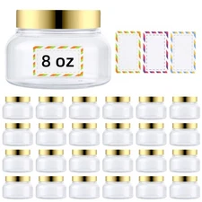 24 Pack 8oz Plastic Containers Lids Waterproof Labels Refillable Cosmetic Jars