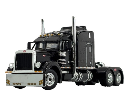 1/64 DCP BLACK PETERBILT 379 W/ 63" MID ROOF SLEEPER W/ WHALE TAIL