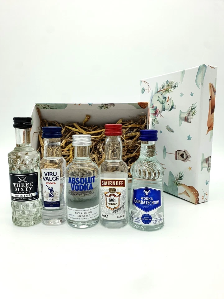 Wodka Geschenk Vodka Miniaturen Weihnachtsgeschenk Absolut, Three Sixty,Smirnoff - Bild 2 von 4