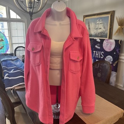 Thread & Supply Polar Fleece Shacket Button Up Savvy Womens Size Medium - Pink