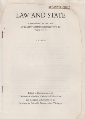 Arms Control and International Law. [From: Law and State, Vol. 41]. Vitzthum, Wo