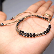 Bracciale fatto a mano in cristallo Reiki con perline spinello nero naturale ...