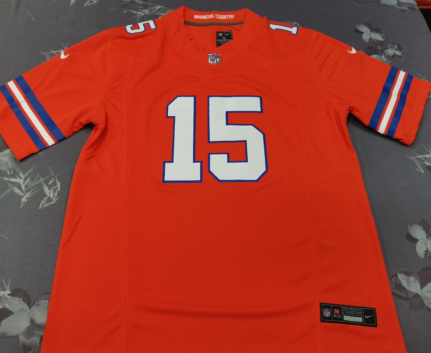 Nik Bonitto #15 Broncos FUSE Throwback Orange Sewn Stitched Jersey.