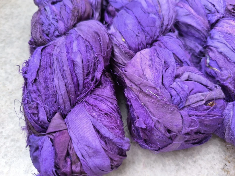 Lot of vintage silk ribbons yarns for hand knitting, 500 g, Sweden - Image 2 of 4