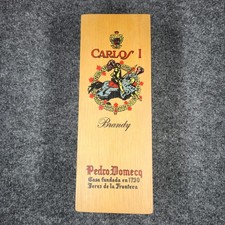 Vintage Carlos 1 Brandy Pedro Domecq Wooden Box Bottle Holder Spain Founded 1730
