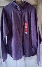 Tek Gear Ladies Hooded Jacket Purple Polyestwer Full Zip Size 1X Activewear