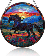 Stained Glass Suncatcher Galloping Horse Handmade Window Hangings Colored Glass