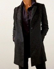 Chico s Metallic Jacquard Topper Jacket Black Size 1 Medium 8-10 Evening Coat