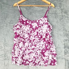 Women Top Large Purple Romantic Floral Babydoll Y2K Tiered Fairy Coquette Ruffle