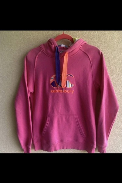 Canterbury Women’s Pink Pullover Hoodie+Logo Fleece Pockets Size 10