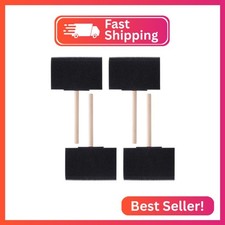 HINZIC 4 Pcs 4 inch Foam Paint Brushes Black Sponge Brushes Wood Handle Foam Bru