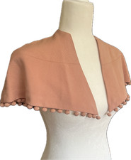 19th C Antique Victorian cape Capelet shoulder shawl ball fringe Mantle Pelerine