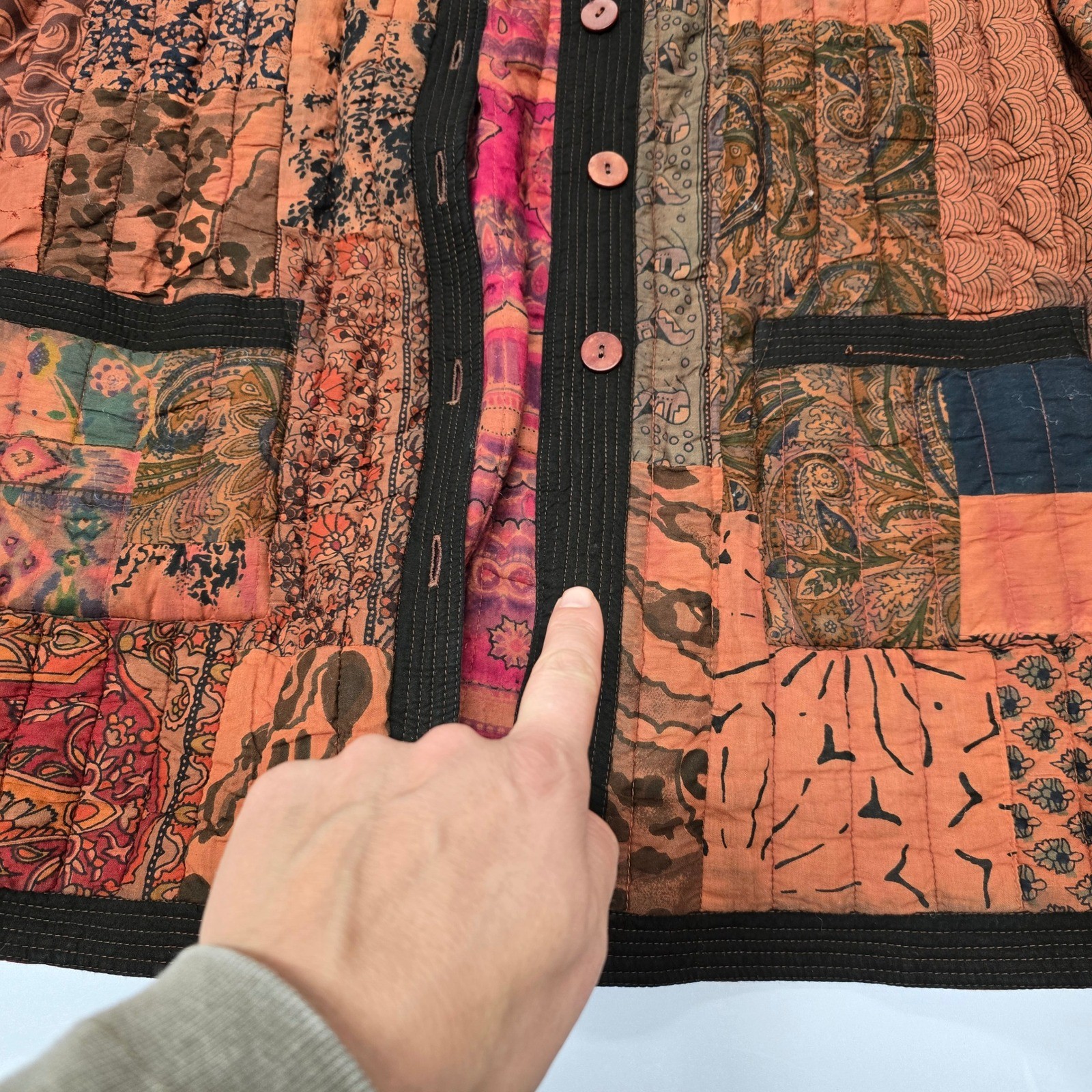 Chadwicks Quilted Patchwork Jacket Orange Brown F… - image 7