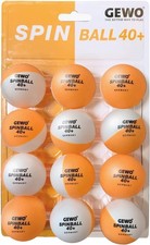 GEWO Tischtennisbälle Spinballs 12er Pack, Tischtennisball 40+ für Training