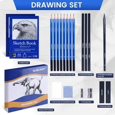 20pc Pro Artist Sketch Set w/ Graphite, Charcoal & Pads – Art Supplies ✏️