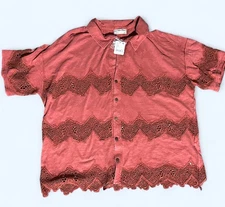 NWT! Free People: We the Free XL Luca Top with a slouchy/relaxed fit. Red
