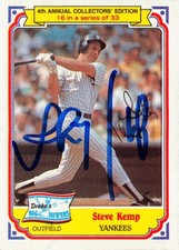 Steve Kemp autographed baseball card 1984 Topps Drakes Big Hitters #16 (Yankees)
