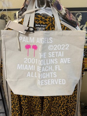 PALM ANGELS X SETAI SHOPPER BAG BEIGE FUCHSIA BRAND NEW WITH TAGS CERTILOGO AUTH