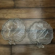 Vintage 1950s Hazel Atlas Tree of Life Snack Plates - Set of 2
