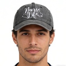 2pcs Nurse Life Hat For Women Men, Adjustable Embroidered Wash Cotton Baseball C