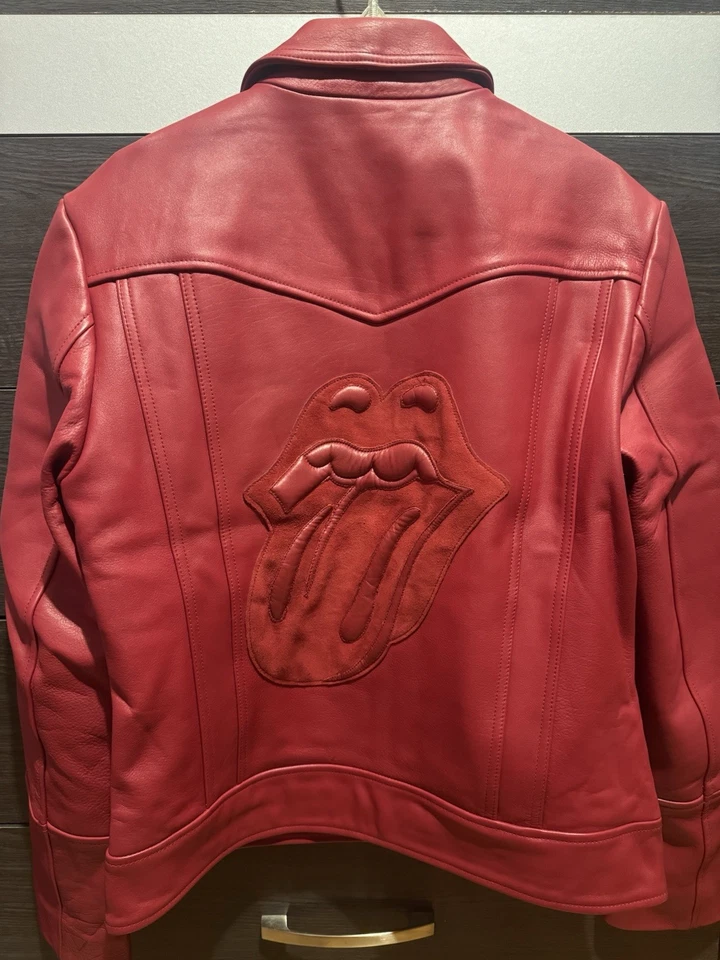 Phix X Rolling Stones Red Leather Panel Suede Tongue Jacket Men’s - Image 4 of 4