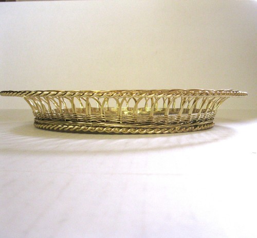 Gatco Wire Woven Brass Metal Decorative 11 inch Tray Centerpiece Storage Piece - Picture 5 of 16