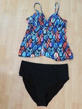 Women's Blue Coral Open Tankini Set - XXXL 22-24 - New No Tags