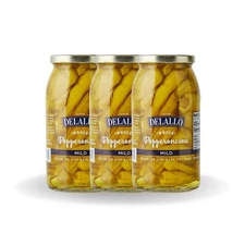 DeLallo Mild Whole Pickled Pepperoncini Peppers, 25.5 Ounce Jar, Fresh (3-Pack)
