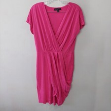 Banana Republic Silk Dress Medium Pink v-neck cap sleeve midi length