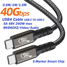 USB 4.0 Data Cable 8K Display 240W Charging 40Gbps Compatible Thunderbolt 4/3