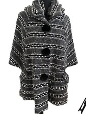 Damee Inc Jacket L/xl Swing/poncho Wrap In Black, Gray, And A Bit Of Sparkle