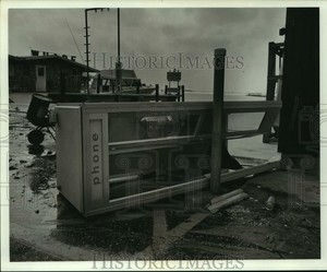 1975 Press Photo Blown Over Phone Booth from Hurricane ...