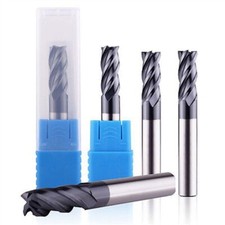 5PCS 45 4 Flute 3/8 End Mill Solid Carbide TIALN Coated X 1 X 2-1/2 CNC Bit NEW