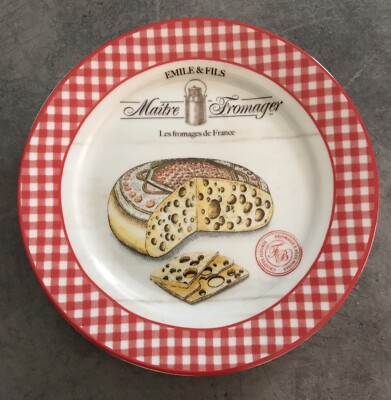 Lot De 4 Assiettes Vintage - Thème Fromages Des Régions De France - Céramique