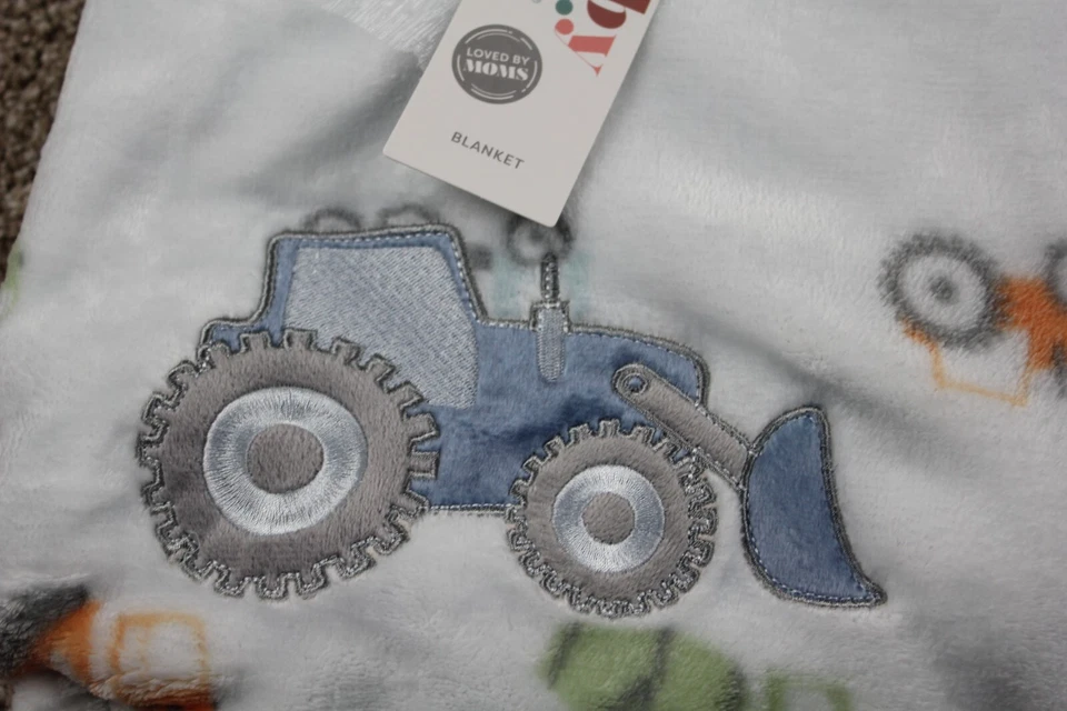 Manta de tractor de equipo para bebé polar azul claro granja campo bebés niños suave nueva con etiquetas Foto 2 de 4