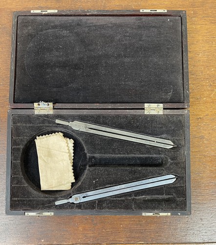 Rare WW1 U.S. Navy Navigator's Tool Case 2 Compasses W/ Magnifying Glass Antique - Picture 6 of 15