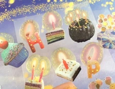 Puffy Birthday Cake Candles Sticker Sheet Junk Journal Girly