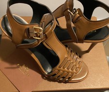 Coach Women 7B Heels Shoes Buckle Strap Cinnamon With box 