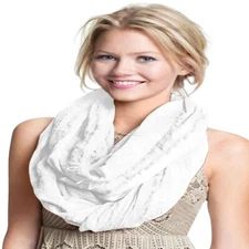 CJ Apparel White Mobius Infinity Scarf Seconds Snood Cowl Tube Shawl Pashmina