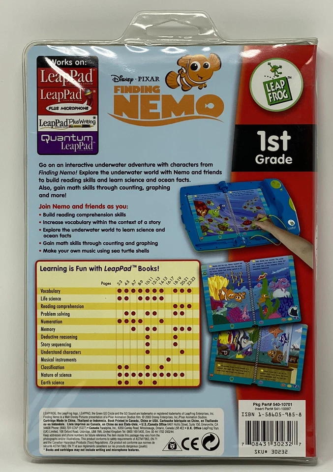 Finding Nemo LeapPad Learning System Leap Frog 1st Grade Reading Storybook - Image 2 of 3