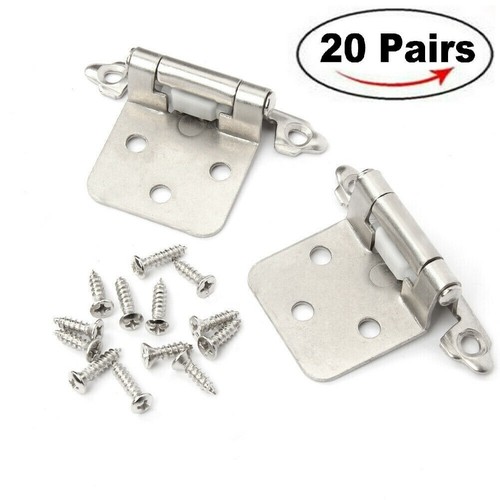 40 Pcs Satin Nickel Hinges Overlay Self Closing for Kitchen
