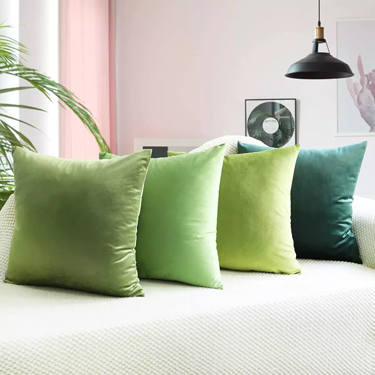 4 Piece Indoor Velour Cushion Set