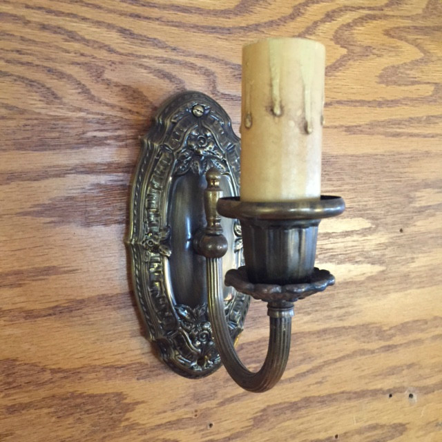 Restored Antique Bronze Single Candle Sconce Light eBay