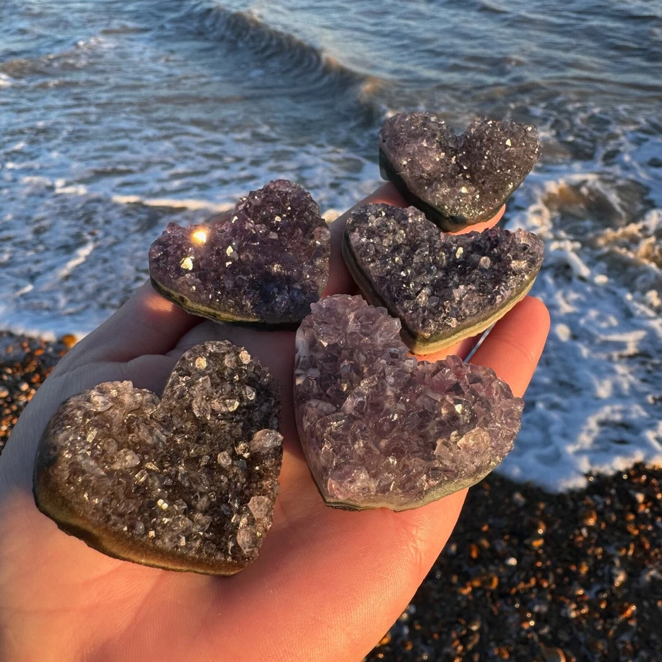 Amethyst Love Heart Crystal Clusters Natural Deep Purple Crystals Valentines Day - Image 2 of 3